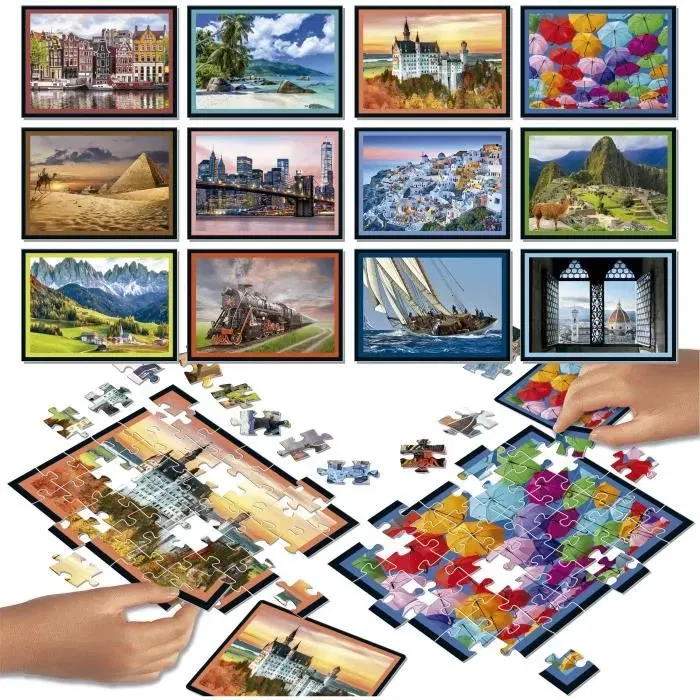 Educa EDU1748018681478 Puzzle Battle Travel 12 Puzzles 42 Piezas Temática Viajes y Mapas