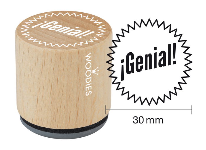 Woodies Sello de madera y caucho Genial 33x30mm Woodies Sello de madera y caucho Genial 33x30mm