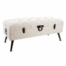DKD Home Decor Descalzadora Loft Beige Lino y MDF 101 x 42 x 43 cm