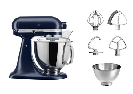 KitchenAid Artisan 5KSM175PSEIB Batidora Amasadora 4.8L, Color Ink Blue, 10 Velocidades, 300W, Batir Amasar Mezclar