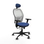 PIQUERAS Y CRESPO Silla de oficina Jorquera con mecanismo Sincro/Traslack, Azul marino y Blanco