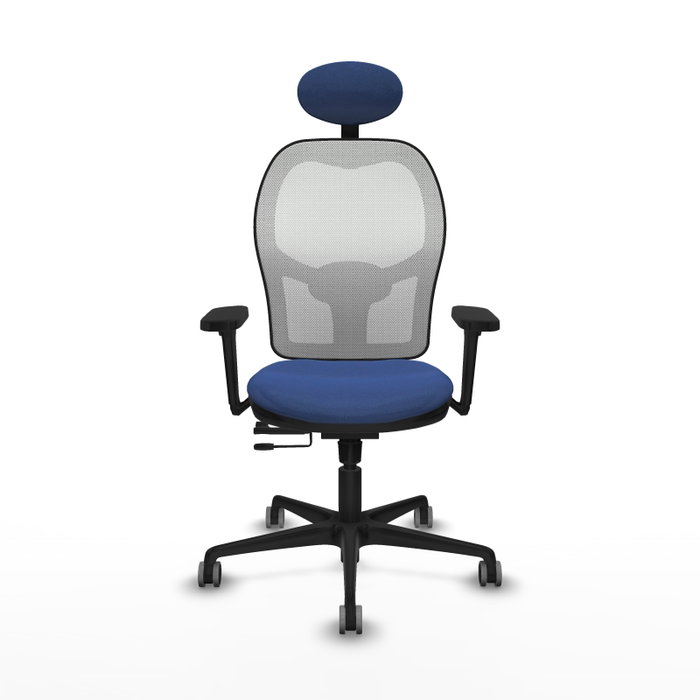 PIQUERAS Y CRESPO Silla de oficina Jorquera con mecanismo Sincro/Traslack, Azul marino y Blanco