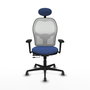 PIQUERAS Y CRESPO Silla de oficina Jorquera con mecanismo Sincro/Traslack, Azul marino y Blanco