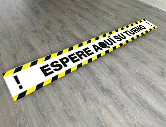 Archivo 2000 Pictograma Espere su Turno Mantenga la Distancia de Seguridad Vinilo Adhesivo 100x700 mm