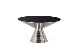 GINER Y COLOMER Mesa de Centro con Cristal Templado y Base de Metal, 40x76 cm, Negro y Dorado, Diseño Contemporáneo para Salón