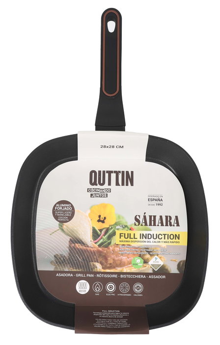 Quttin Asadora de Aluminio Forjado 28x28 cm con Mango Soft Full, 3mm de Grosor (6 Unidades)