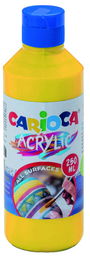 Carioca Botella Pintura Acrílica 250 ml Amarillo 40431/03 Colores Brillantes y Resistentes a la Luz