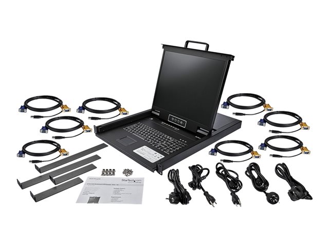 StarTech Consola KVM de montaje en rack de 8 puertos con pantalla LCD de 19 pulgadas RKCONS1908K