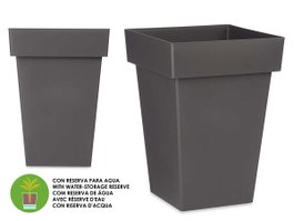Ibergarden Maceta Cuadrada Gris con Reserva de Agua 28.5 x 28.5 x 41.3 cm Capacidad 23.5L (Set de 6)