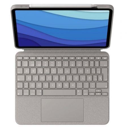 Funda con Teclado Logitech Combo Touch para Tablets Apple Ipad Pro 12.9"/ Compatibilidad según Especificaciones/ Marrón Arena