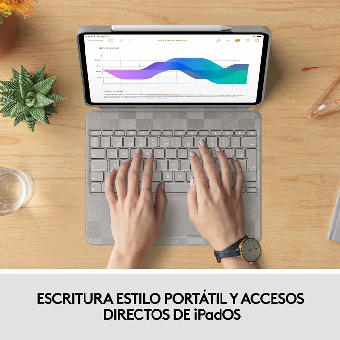 Logitech 920-010219 - Combo Touch Funda con Teclado y Trackpad para iPad Pro 12.9" (5ª & 6ª Gen), QWERTY Español, Retroiluminado, Smart Connector, Color Arena Logitech 920-010219 - Combo Touch Funda con Teclado y Trackpad para iPad Pro 12.9" (5ª & 6ª Gen), QWERTY Español, Retroiluminado, Smart Connector, Color Arena