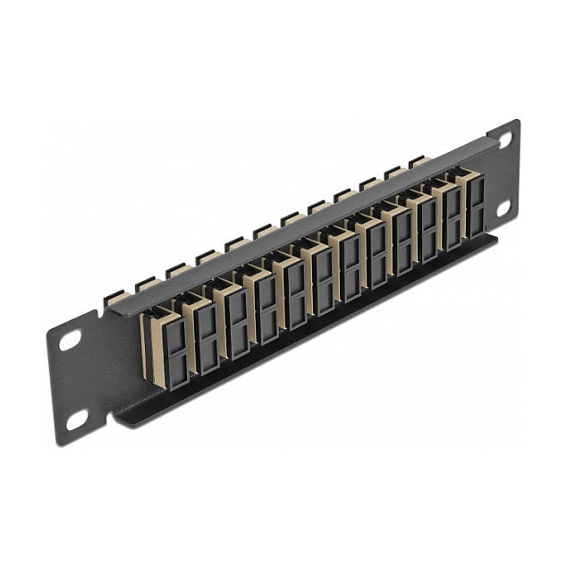 DeLOCK Patchpanel de fibra óptica 10 pulg. 12 puertos SC Duplex beige/negro