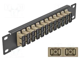 DeLOCK Panel de conexión de fibra óptica 12 puertos SC Duplex beige 1U negro