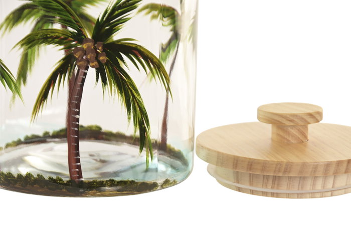 DKD Home Decor Bote de Cristal con Diseño de Palmeras de 2.6L DKD Home Decor Bote de Cristal con Diseño de Palmeras de 2.6L
