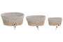 DKD Home Decor Set de 3 Cestas de Mimbre y Algodón Flores Natural