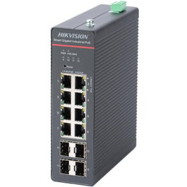 Hikvision DS-3T1512HP-SI-8P4F Switch Industrial Gestionable, 8 Puertos Gigabit PoE + 4 Puertos SFP Gigabit, 802.3bt Hi-PoE 90W, -40°C a 75°C