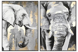 DKD Home Decor Cuadro Elefante en Lienzo, Surtido de 2 Unidades