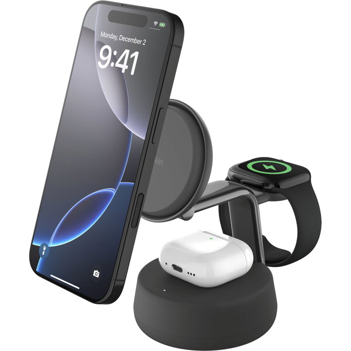 Belkin UltraCharge Pro 3 en 1 con Qi2 25W - Negro Belkin UltraCharge Pro 3 en 1 con Qi2 25W - Negro