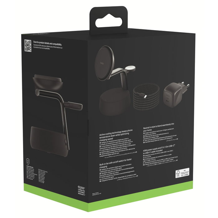 Belkin UltraCharge Pro 3 en 1 con Qi2 25W - Negro Belkin UltraCharge Pro 3 en 1 con Qi2 25W - Negro