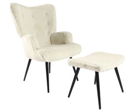 DKD Home Decor Butaca Scandi Blanco y Negro Set de 2, 72 x 74 x 97 cm