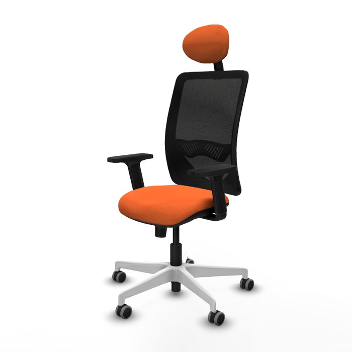 PIQUERAS Y CRESPO Silla de oficina Zulema con mecanismo Sincro, Tela Naranja y Malla Negra PIQUERAS Y CRESPO Silla de oficina Zulema con mecanismo Sincro, Tela Naranja y Malla Negra