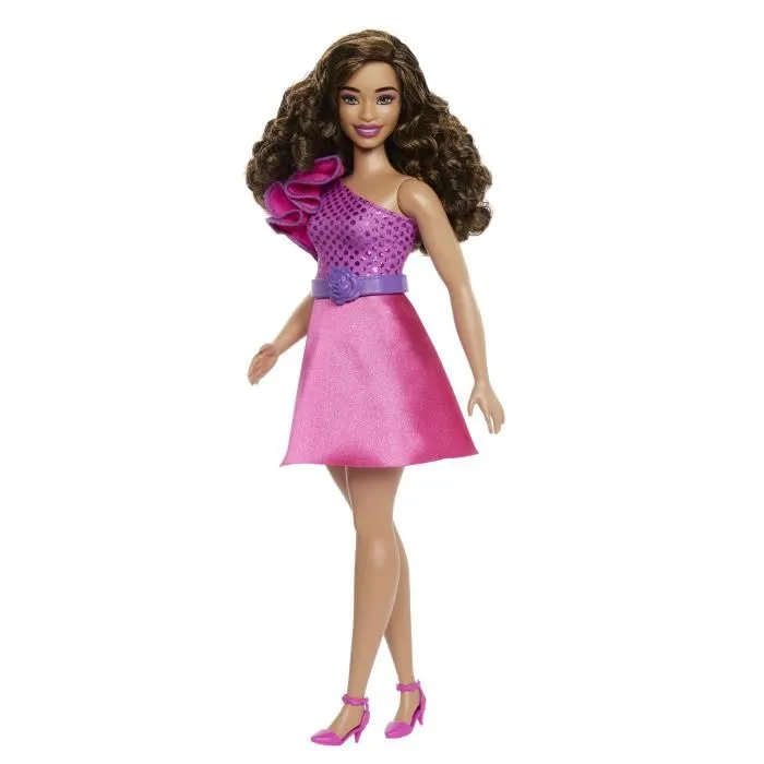 Barbie Barbie Fashionistas 225 Muñeca pelo castaño y vestido rosa Barbie Barbie Fashionistas 225 Muñeca pelo castaño y vestido rosa