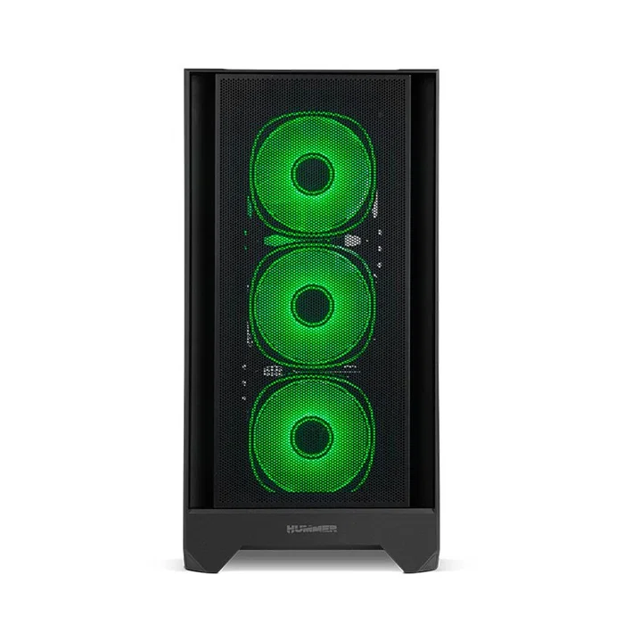 NOX Hummer PLASMA Caja Midi Tower Gaming Negro con 4 Ventiladores ARGB Preinstalados, Panel Frontal Mesh, Lateral de Cristal Templado, USB 3.0 y USB-C