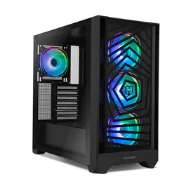 NOX Hummer PLASMA Caja Midi Tower Gaming Negro con 4 Ventiladores ARGB Preinstalados, Panel Frontal Mesh, Lateral de Cristal Templado, USB 3.0 y USB-C