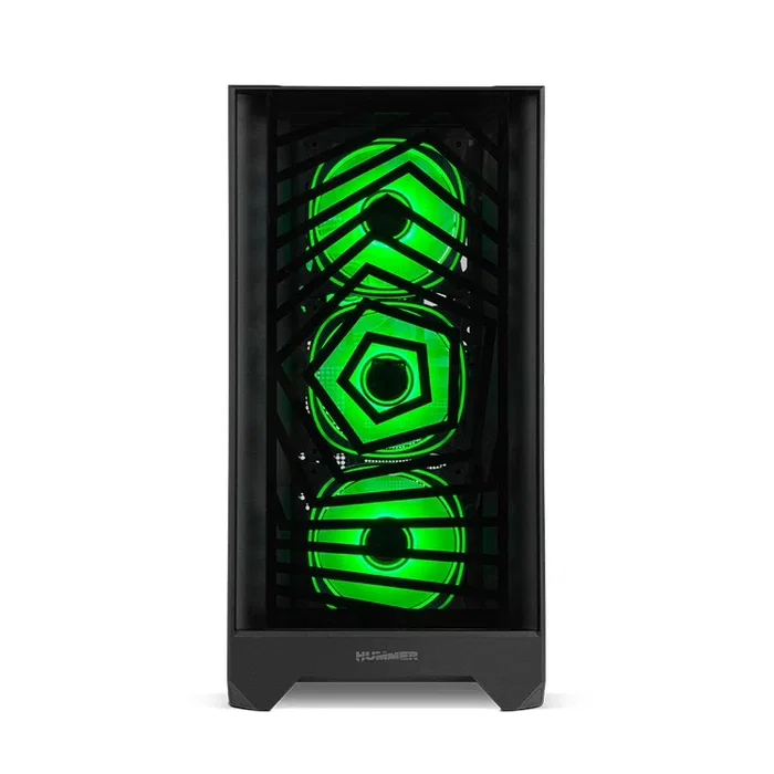 NOX Hummer PLASMA Caja Midi Tower Gaming Negro con 4 Ventiladores ARGB Preinstalados, Panel Frontal Mesh, Lateral de Cristal Templado, USB 3.0 y USB-C