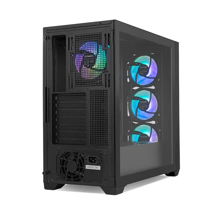NOX Hummer PLASMA Caja Midi Tower Gaming Negro con 4 Ventiladores ARGB Preinstalados, Panel Frontal Mesh, Lateral de Cristal Templado, USB 3.0 y USB-C