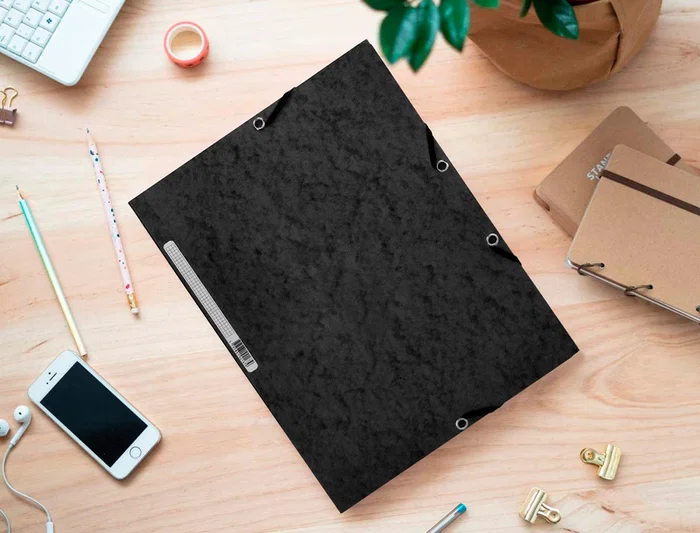 Q-connect Carpeta kf02169 Solapas Gomas Simil-prespan Negra 320x243 mm