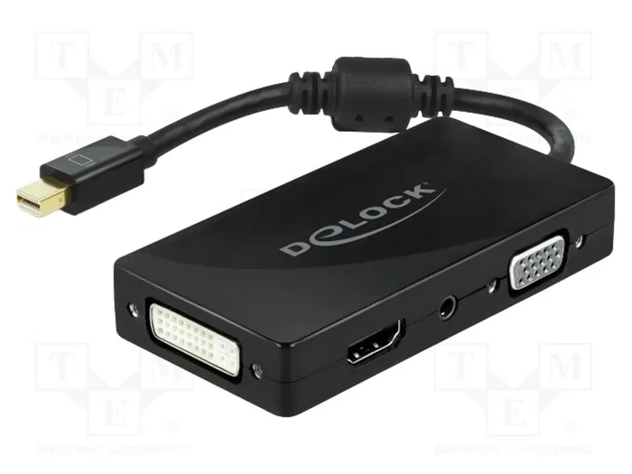 DeLOCK Adaptador Mini DisplayPort 1.2 a VGA/HDMI/DVI/Audio 4K Negro DeLOCK Adaptador Mini DisplayPort 1.2 a VGA/HDMI/DVI/Audio 4K Negro