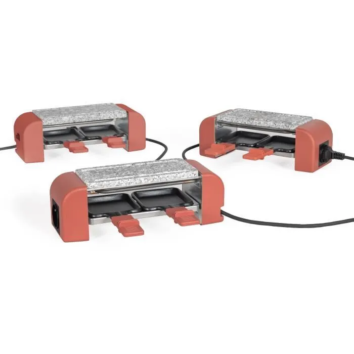 Livoo Raclette conectable DOC310R para 2 personas - 450W - Termostato automático - 2 espátulas de madera y 2 ollas para fondue