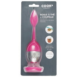 Cook Concept Infusor de Té de Silicona y Metal Surtido con Soporte, 15.5 cm