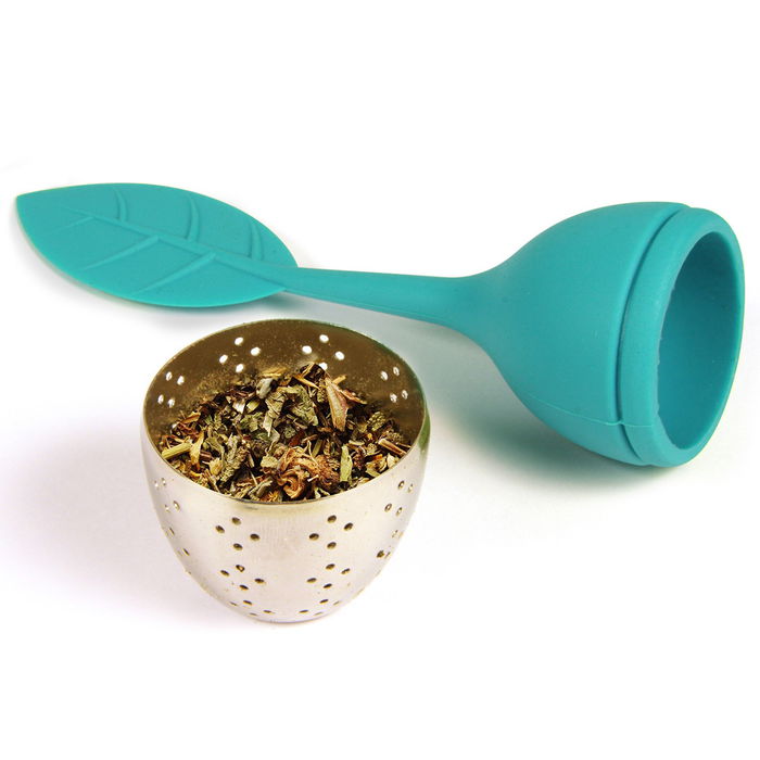 Cook Concept Infusor de Té de Silicona y Metal Surtido con Soporte, 15.5 cm