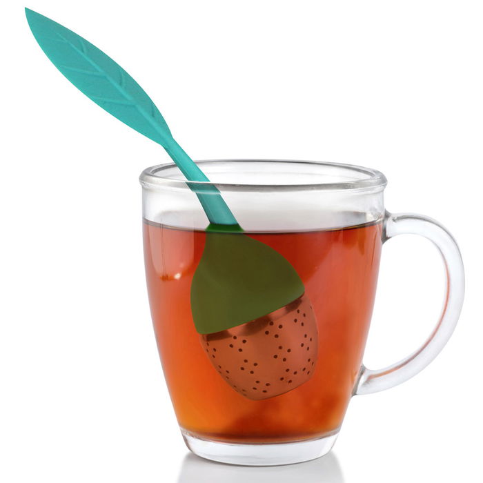 Cook Concept Infusor de Té de Silicona y Metal Surtido con Soporte, 15.5 cm