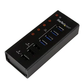 Startech.com Hub 8 En 1 USB 3.0 de 4 Puertos con 3 Puertos de Carga para Datos y Dispositivos Móviles
