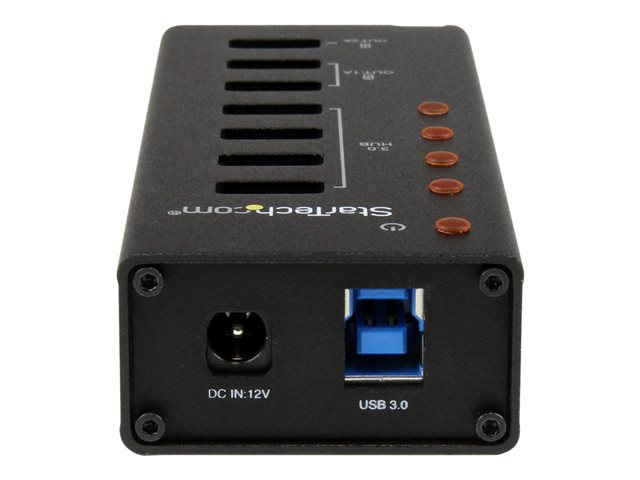 StarTech.com Hub USB 3.0 de 4 Puertos con 3 Puertos de Carga y Montaje en Pared - Hub 8 en 1 con Alimentación Externa