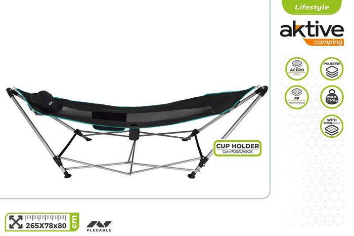 Color Baby Hamaca Camping Meta con Bolsillo y Cojín 265x78x80cm