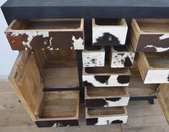 DKD Home Decor Cajonera Mango Piel Vaca 36 x 102 x 115 cm