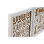 DKD Home Decor Set de 4 Cuadros de Cristal y Papel Maché Blanco