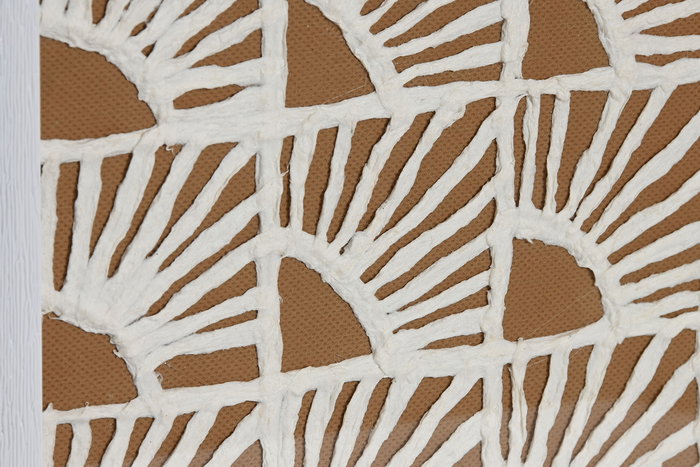 DKD Home Decor Cuadro Moderno Blanco Natural Cristal Papel Mache Set 4 Piezas 22 x 22 cm