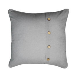 DKD Home Decor Cojín Gris Claro con Botones de Coco y Cierre de Cremallera, Pack de 2