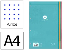 Antartik Recambio A4 100 Hojas 90gr Puntos 4 Taladros Bandas de 5 Colores