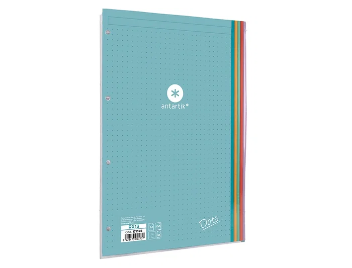 Antartik Recambio A4 100 Hojas 90gr Puntos 4 Taladros Bandas de 5 Colores