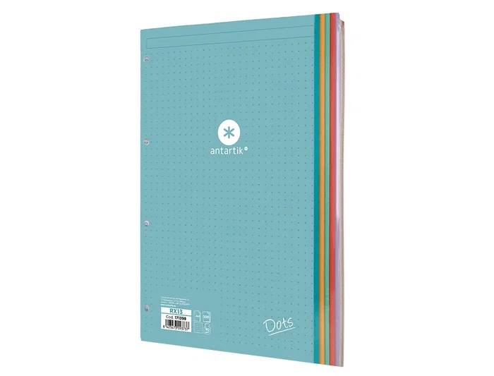 Antartik Recambio A4 100 Hojas 90gr Puntos 4 Taladros Bandas de 5 Colores