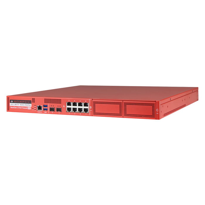 Securepoint RC1000R G5 Firewall 1U Rack, 30 Gbit/s, VPN 3.5 Gbit/s, para 1000 Usuarios, 8 Puertos Gigabit, 2 SFP, AES, RPS, Rev. 1