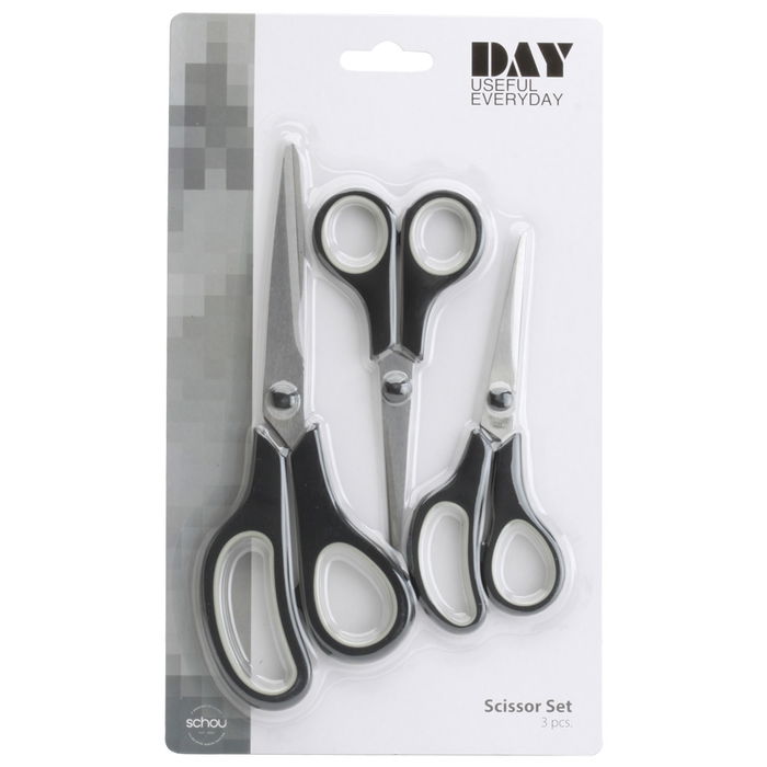 Day Juego de 3 Tijeras de Acero Inoxidable y Plástico, para Diestros y Zurdos, Aptas para Lavavajillas, 14-20 cm