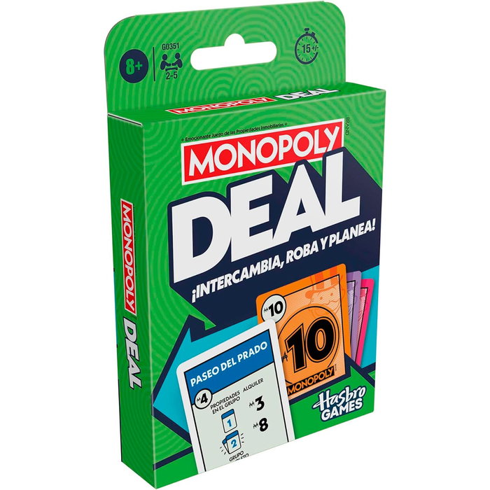 MONOPOLY Monopoly Deal Refresh Juego de Cartas Familiar Multilingüe (English, Francés, Alemán, Italiano, Portugués, Español) Ref. G0351, Edad +8 años