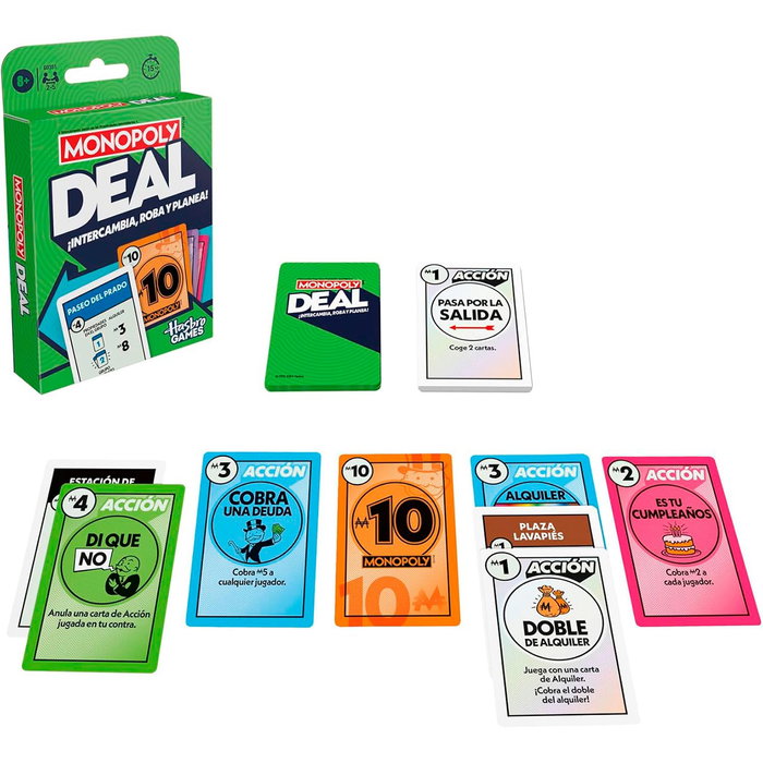 MONOPOLY Monopoly Deal Refresh Juego de Cartas Familiar Multilingüe (English, Francés, Alemán, Italiano, Portugués, Español) Ref. G0351, Edad +8 años